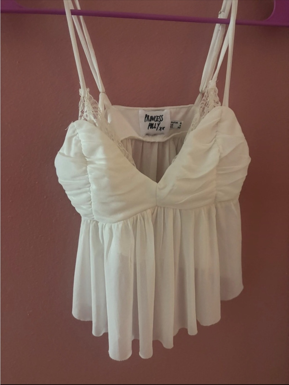Princess Polly Ivory Ruched Double-Strap Camisole - Picture 1 of 2